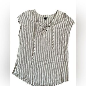 Torrid Beige Striped Lace-Up Blouse
